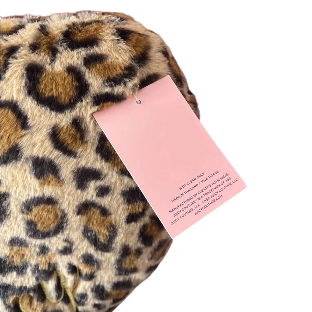 Juicy Couture Plush Faux Fur Heart Leopard/Cheetah Throw Pillow